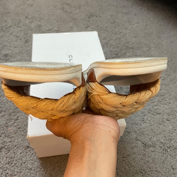 ROBERT CLERGERIE Raffia Walter Slides in Cognac Size 38 1/2 - Picture 8 of 9